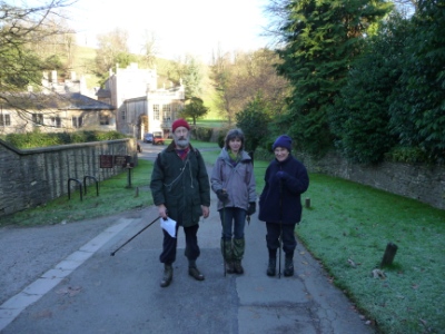 Dyrham House and walkers